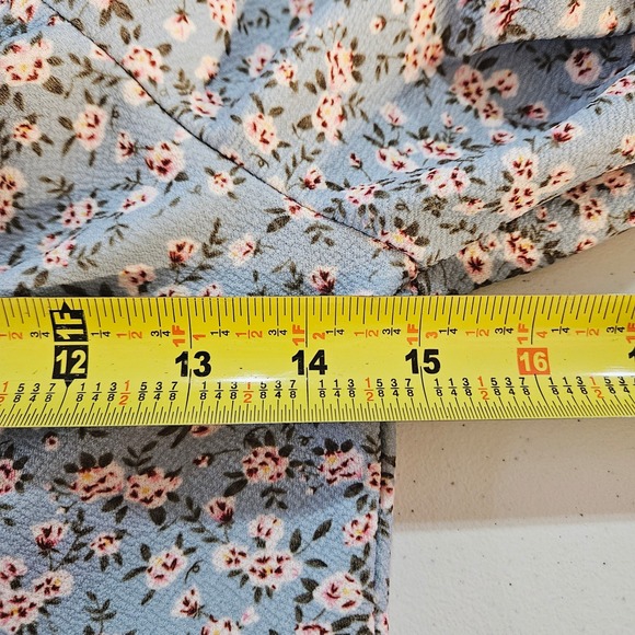 Blue Floral Cottagecore Milkmaid Mini Dress Medium Boho Square Neck Puff‎ Sleeve - Picture 9 of 10